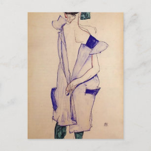 Cartão Postal Egon Schiele - Rapariga em Pé Azul e Verde