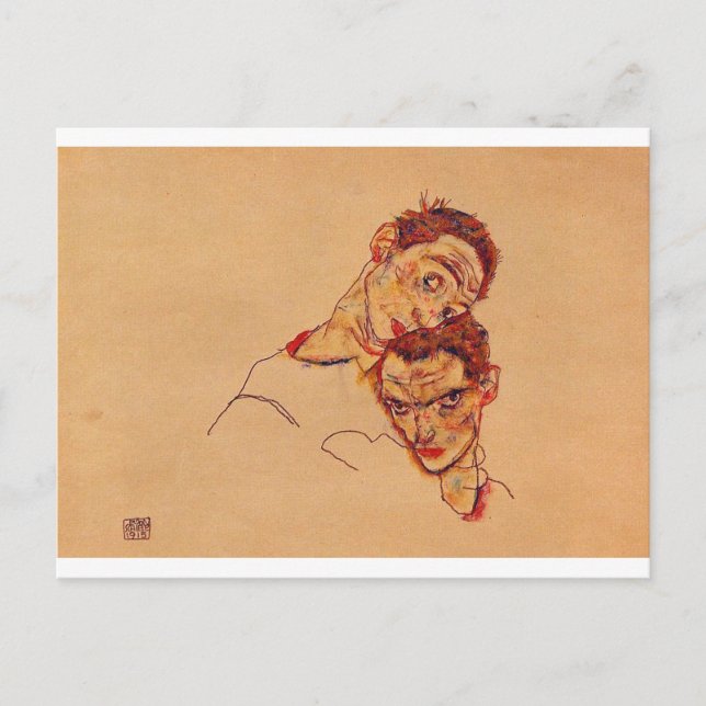 Cartão Postal Egon Schiele - Retrato Automático Duplo (Frente)