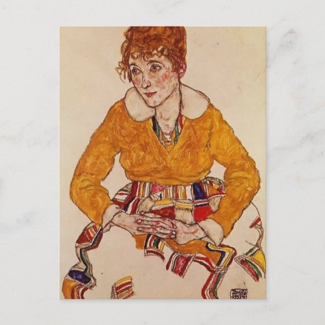 Cartão Postal Egon Schiele - Retrato da Esposa do Artista (Frente)