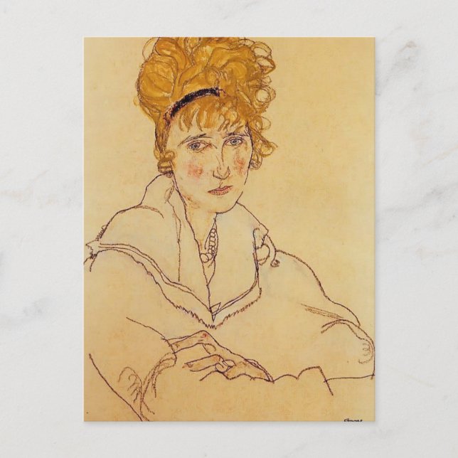 Cartão Postal Egon Schiele - Retrato de Edith Schiele (Frente)