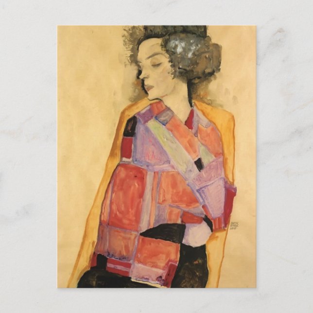Cartão Postal Egon Schiele- The Daydreamer (Gerti Schiele) (Frente)