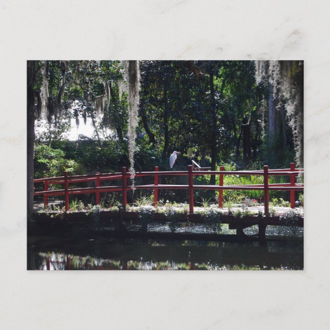 Cartão postal Egret on Red Bridge (Frente)
