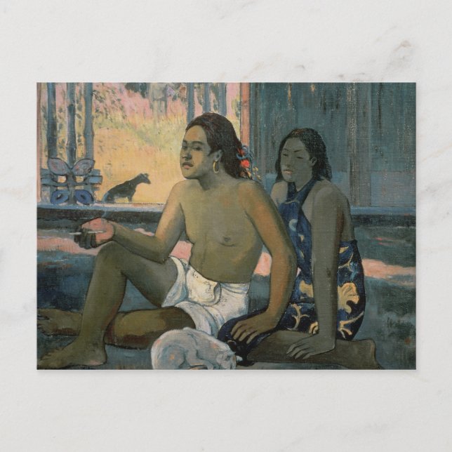 Cartão Postal Eiaha Ohipa ou taitianos em uma sala, 1896 (Frente)