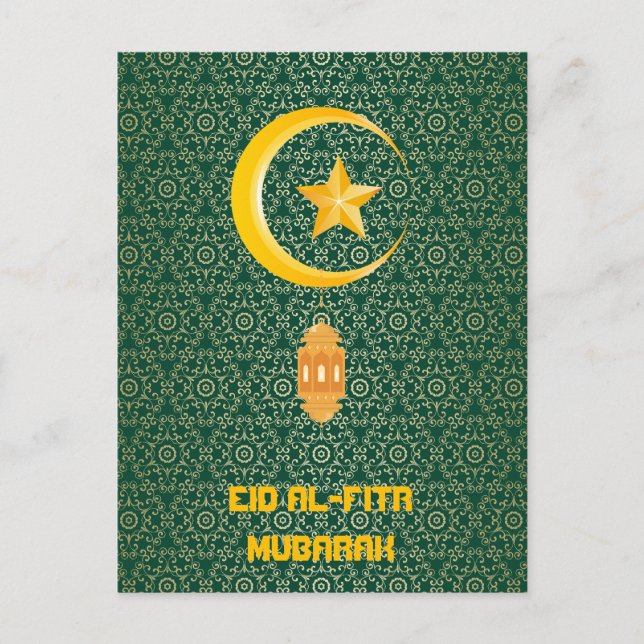 Cartão Postal Eid al Fitr Mubarak Ramadan Kareem Moon Star (Frente)