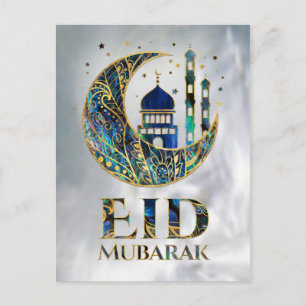 Cartão Postal Eid Mubarak - Concha de Abalone, Pérola e Ouro