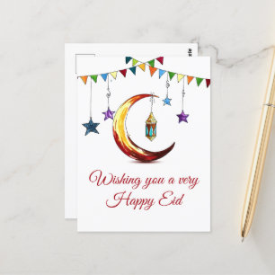Cartão Postal Eid Mubarak Crescent Islâmico