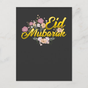 Cartão Postal Eid Mubarak Mulher Floral Muçulmana Muçulmana