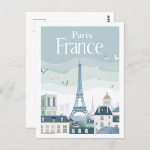 Cartão Postal Eiffel Paris França Vintage Familiar Viagem