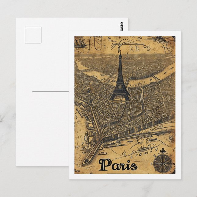 Cartão Postal Eiffel Paris França Vintage Familiar Viagem (Frente/Verso)