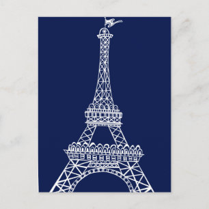 Cartão Postal Eiffel Tower Blue e White Modelo