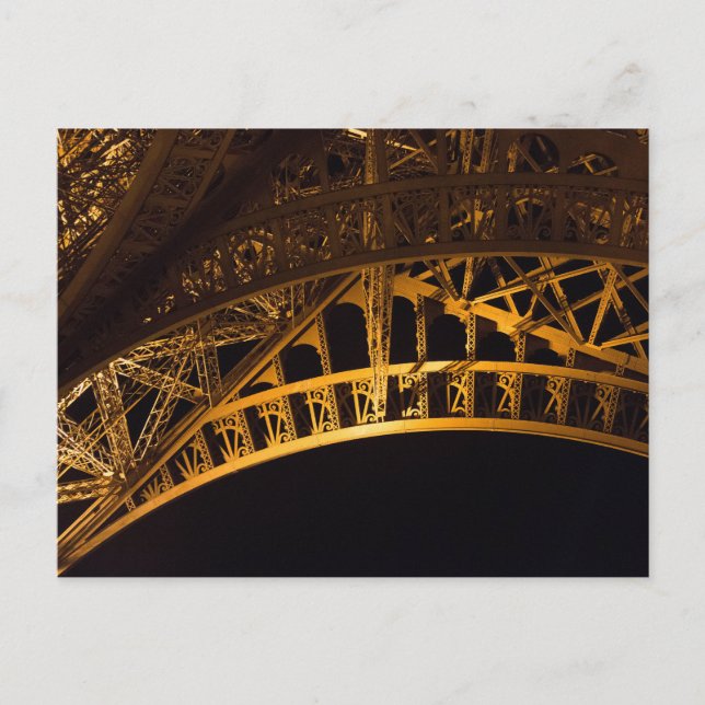 Cartão Postal Eiffel Tower Closeup at Night, Paris (Frente)
