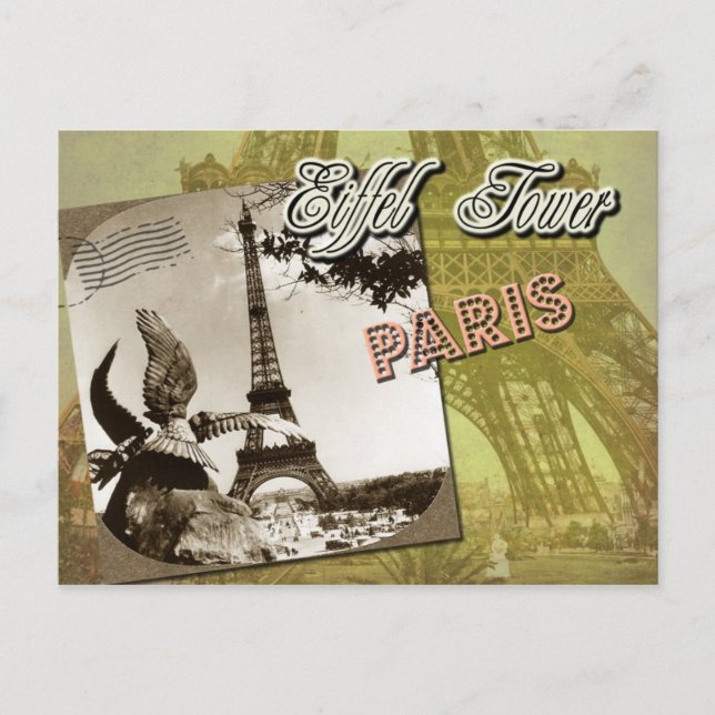 Cartão Postal Eiffel Tower e Champ de Mars, Paris, França (Frente)