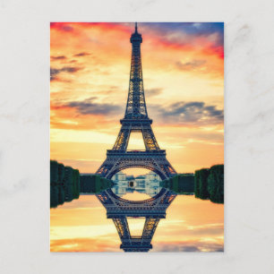 Cartão Postal Eiffel Tower Paris Evening European Viagem