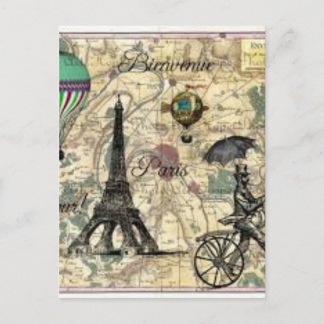 Cartão Postal Eiffel Tower vintage Paris (Frente)
