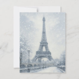 Cartão Postal Eiffel Tower Winter Scense Paris