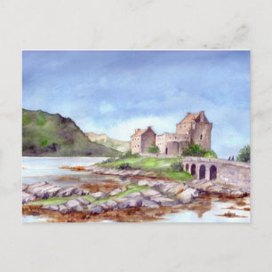 Cartão Postal Eilean Donan Castle Watercolor Painting