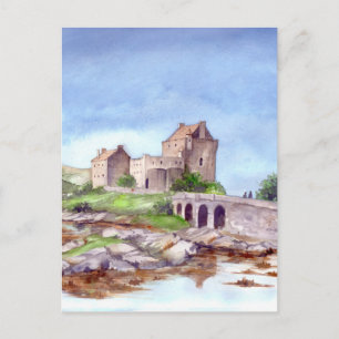 Cartão Postal Eilean Donan Castle Watercolor Painting