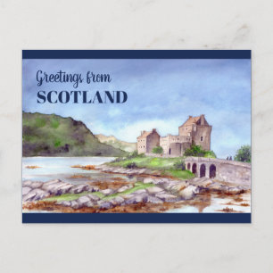 Cartão Postal Eilean Donan Castle Watercolor Painting