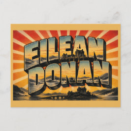 Cartão Postal Eilean Donan Escócia Arte de Viagem Vintage