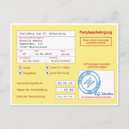 Cartão Postal Einladungskarte als Attest/Krankenschein, gelb