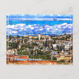 Cartão Postal El Albayzín, Granada, Andaluzia, Espanha.