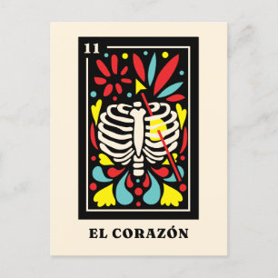 Cartão Postal El Corazon estilo mexicano Tarot design