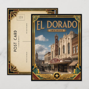 Cartão Postal El Dorado Arkansas Arte Deco Antiga Idade Dourada