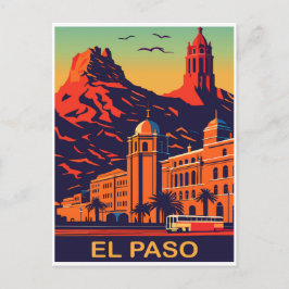 Cartão Postal El Paso, Texas, Pôr do Sol Sobre as Montanhas, Via