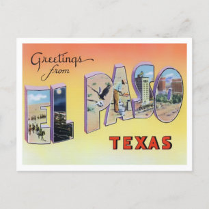 Cartão Postal El Paso, Texas Vintage Big Letters