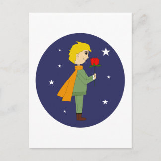 Cartão Postal El principito admirando su rosa