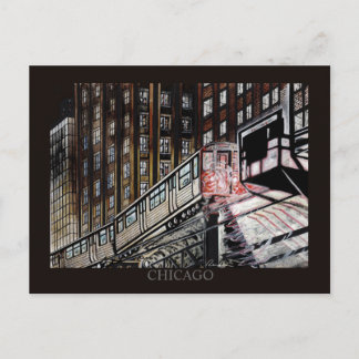 Cartão Postal El Train Chicago Randsom Art