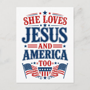 Cartão Postal Ela Ama Jesus e a América Também
