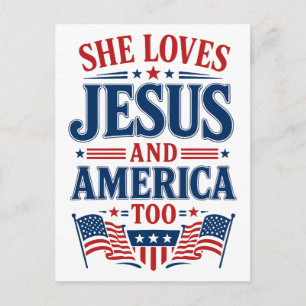 Cartão Postal Ela Ama Jesus e a América Também