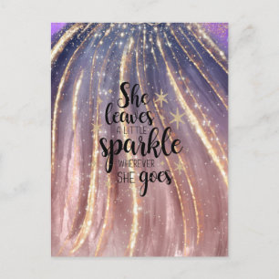 Cartão Postal Ela Deixa Um Pouco de Brilho Luxo Glitter