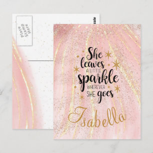 Cartão Postal Ela Deixa Um Pouco De Brilho Luxo Personalizado   