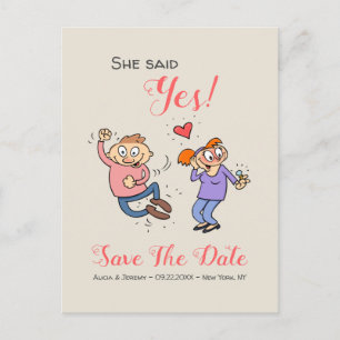 Cartão Postal Ela Disse Sim Informal Salvar A Data