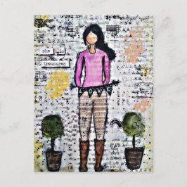 Cartão Postal Ela é tesourada. Mídia mista original