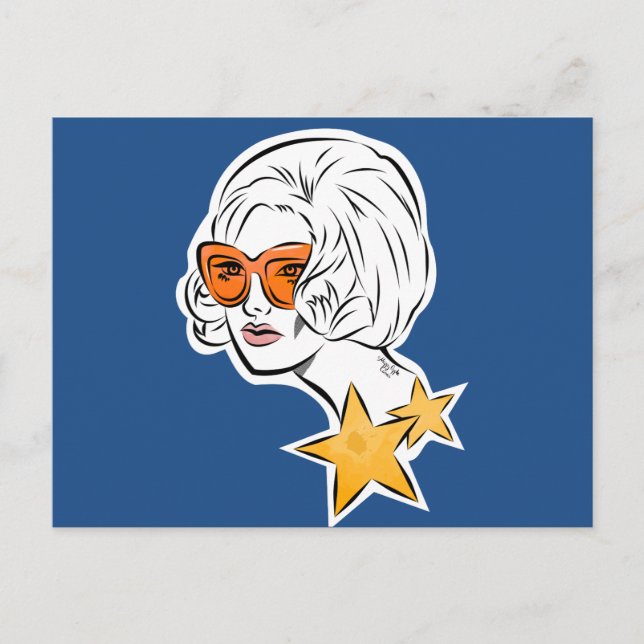 Cartão Postal Ela é um Estilo Retro Estrela (Frente)
