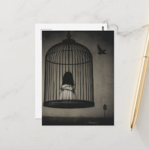Cartão Postal Ela Enjaulou Suas Esperanças Arte de Fantasia Somb