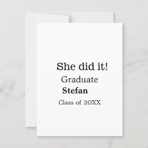 Cartão Postal Ela fez isso nome do graduado turma de 20XX texto