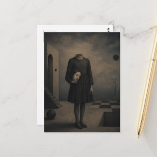 Cartão Postal Ela Perdeu a Cabeça Arte de Fantasia Sombria Surre