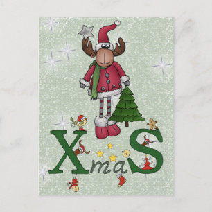 Cartão Postal Elch mit Baum