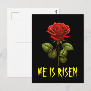 Cartão Postal Ele é Risen Matthew Rosa vermelha de Páscoa 28:6