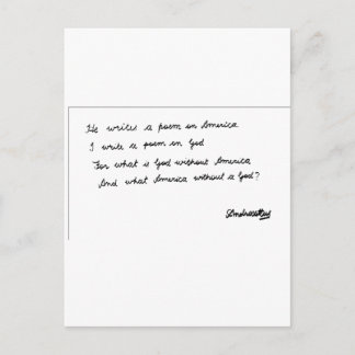 Cartão Postal Ele escreve um poema sobre a América