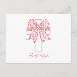 Cartão Postal Ele Ressuscitou Cruz Páscoa Floral Coquette Laço