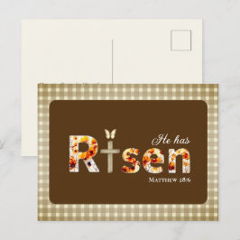 Cartão Postal Ele Ressuscitou Versículo Bíblico Cruz Religiosa P