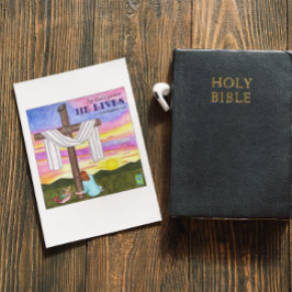 Cartão Postal Ele vive um cartão-postal inspiracional