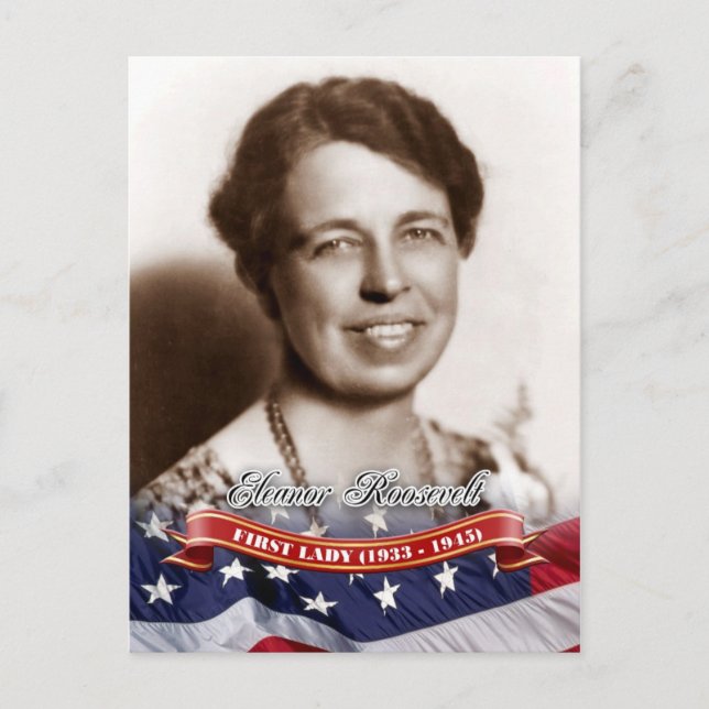 Cartão Postal Eleanor Roosevelt, Primeira Dama dos EUA (Frente)