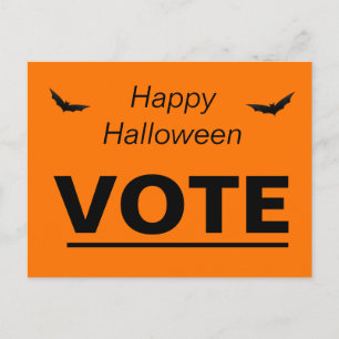 Cartão Postal Election Vote Orange Black Halloween Bats