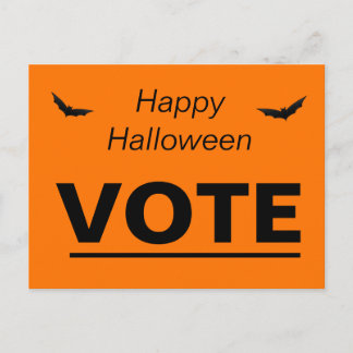 Cartão Postal Election Vote Orange Black Halloween Bats